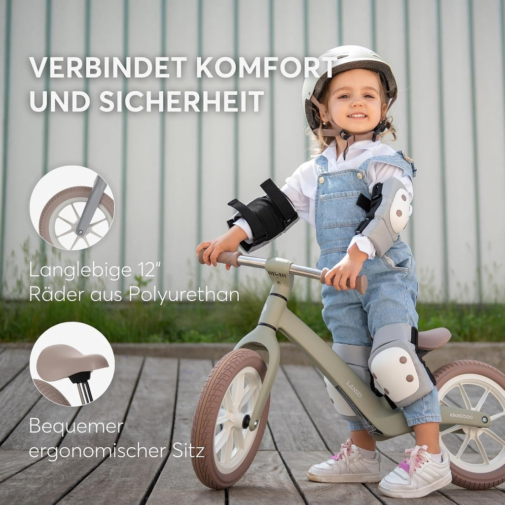Kikkaboo Laufrad Ab 3 Jahre LANSER, Ultraleichtes Balance Bike, 12 Zoll, Verstellbarer Sitz, Fahrrad Für Kleinkinder 3-6 Jahre, Grün