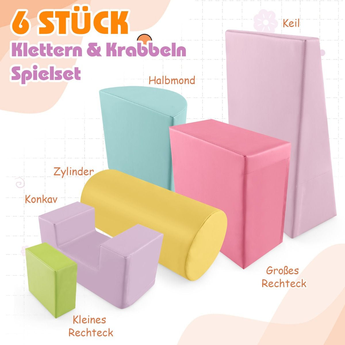 6 STK. Schaumstoffbausteine Riesenbausteine Zum Toben Und Klettern Softbausteine Aus Schaumstoff
