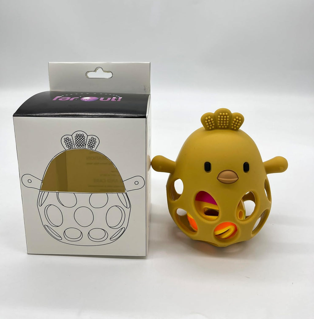 Farout Montessori Beißring & Rassel Für Babys - Sensorik Spielzeug Ab 0 Monate, Zahnungshilfe & Greifball - Geschenk Für Jungen & Mädchen