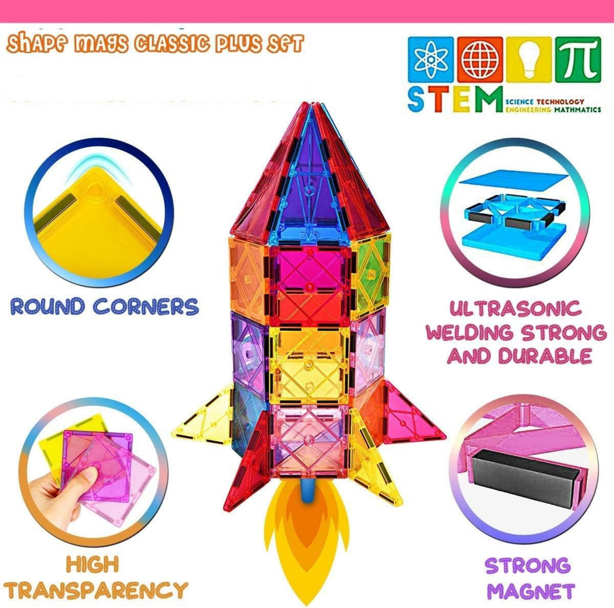 100PCS Magnetische Bausteine Mit 2 Autos Magnetbausteine Kinder Magnetspiel Montessori Magnet Bausteine Magnetic Tiles Building Blocks Weihnachts Magnete Geschenk Spielzeug Ab 3 4 5 6 7+ Junge Mädchen