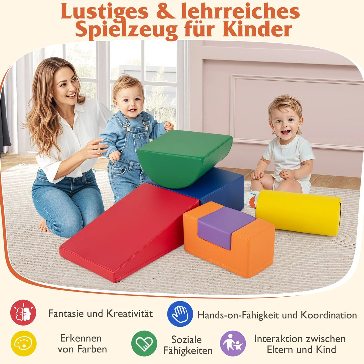 6 STK. Schaumstoffbausteine Riesenbausteine Zum Toben Und Klettern Softbausteine Aus Schaumstoff