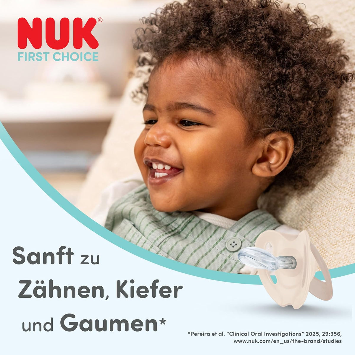 NUK First Choice Night Baby Schnuller | 6-18 Monate | Orthodontische Schnuller, Die Im Dunkeln Leuchten | Beruhigt 99% Aller Babys** | Nilpferd/Koala | 0-2 Stück