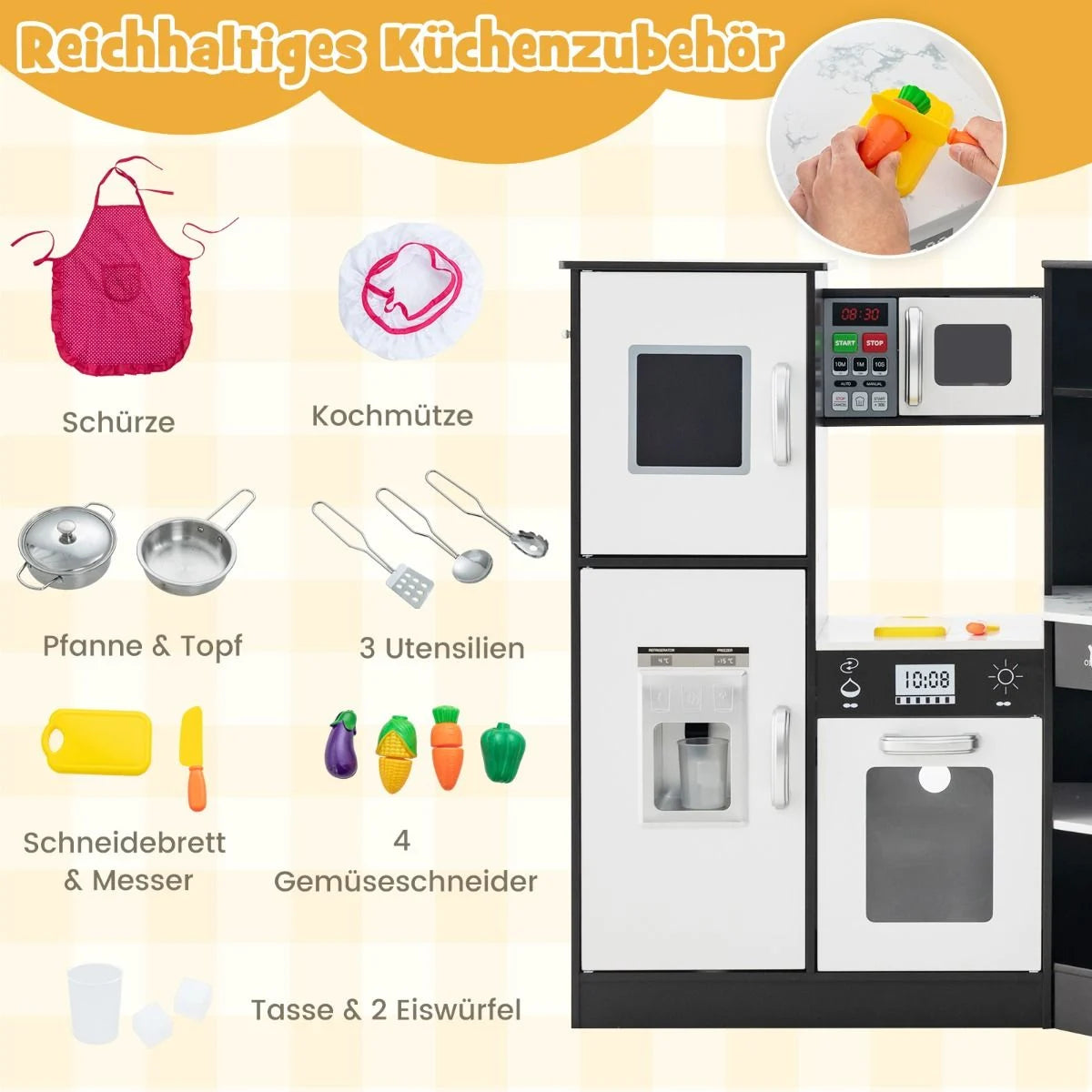 Holz Eck Kinderküche Mit Licht & Sound & Tafel & Zubehör Kinderküche Spielküche Holzküche