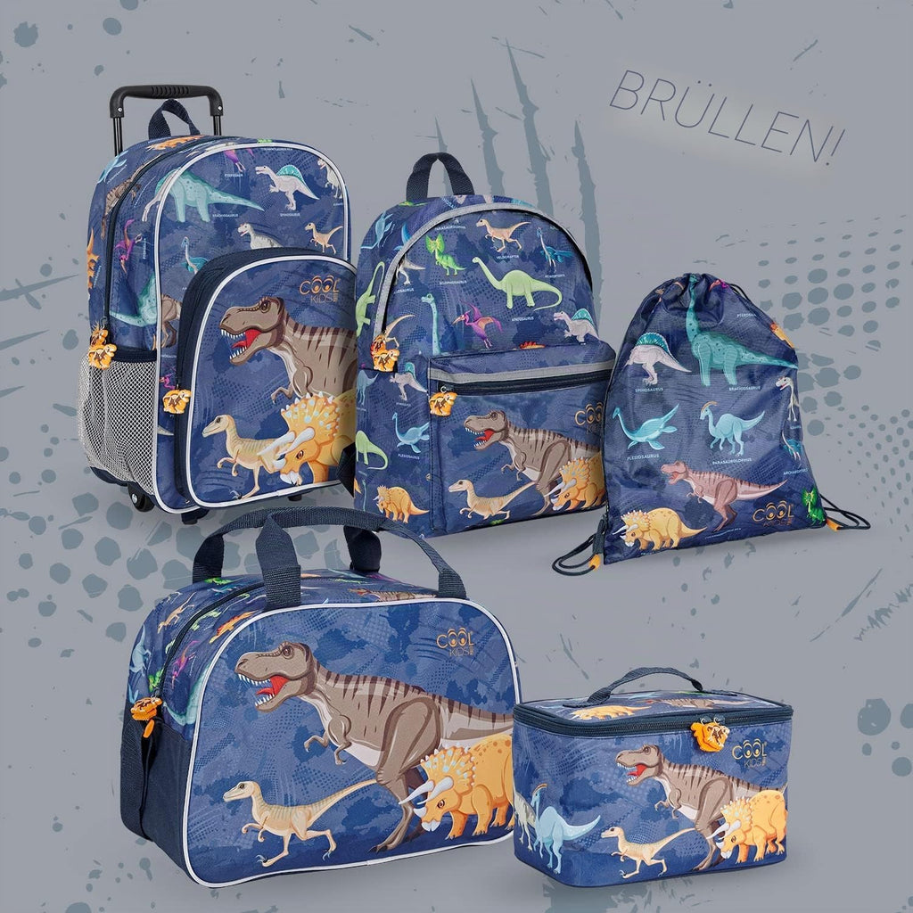 PERLETTI Kinder Rucksack Blau Für Kindergarten Jungen 3 4 5 6 Jahre - Kinderrucksack Mit Abnehmbaren Rädern Für Kleinkinder - Pirat Dinosaurier Rollrucksack Mit Reflektierenden Details