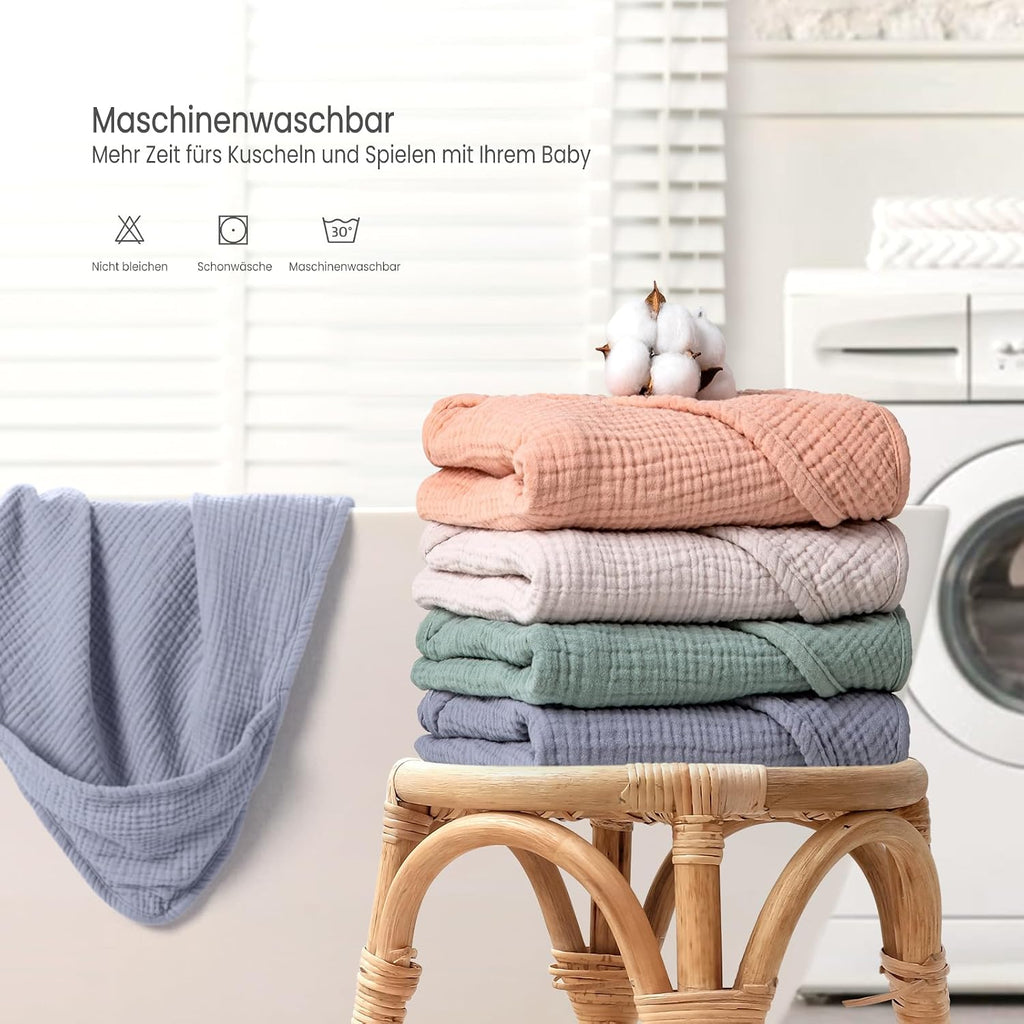 Lulumoon Kapuzenhandtuch Baby Musselin Baumwolle: 76X76Cm Für 0-18 Monate | Oeko-Tex-Zertifiziert - Baby Handtuch Kapuze Weich Und Saugfähig Hält Babys Nach Dem Baden Warm