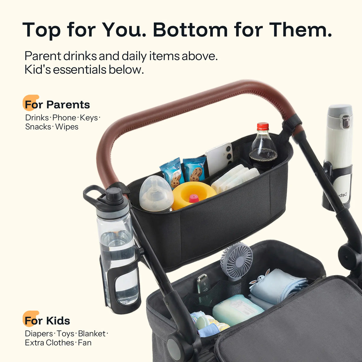 HARPPA Baby Stroller Wagon, Lightweight Folding Adjustable 2-Seat/4-Seat Travel Stroller, Canopy, Push-Pull Handle, EVA Foam All-Terrain Wheel, Large Storage, Outdoor/Camping Use, Lightweight Travel Stroller, Adjustable Stroller