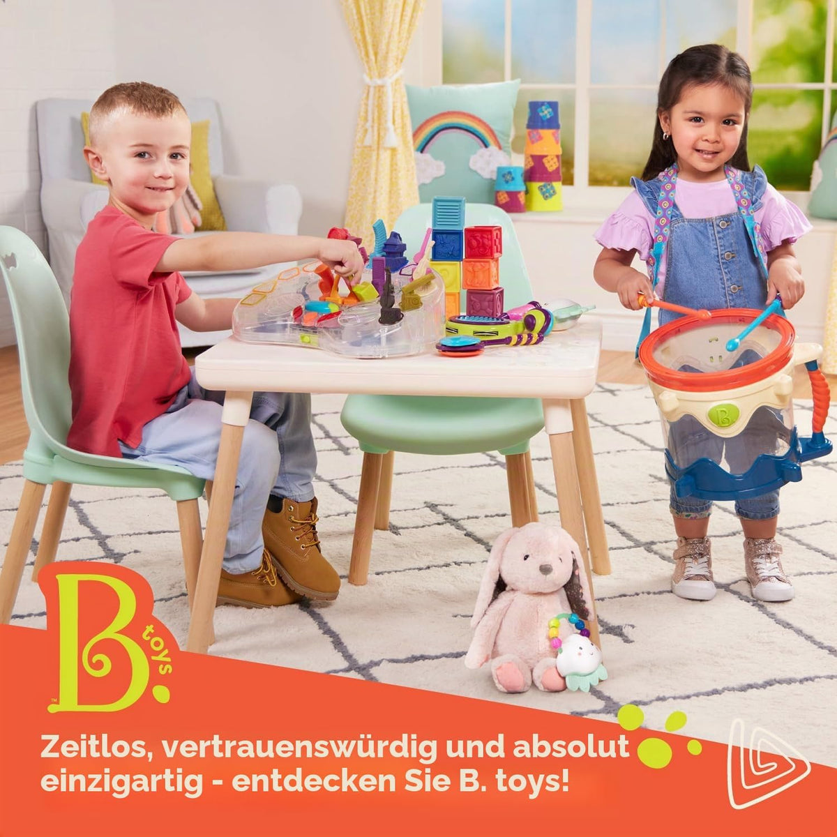B. Toys Happyhues Peppy-Mint Bunny, Plüschhase, Waschmaschinenfest | Weiches Stofftier-Kaninchen Mit Eis-Mintfarbenem Fell, Chevronartigen Ohren Und Jadefarbenen Pfoten, 0+ Monate
