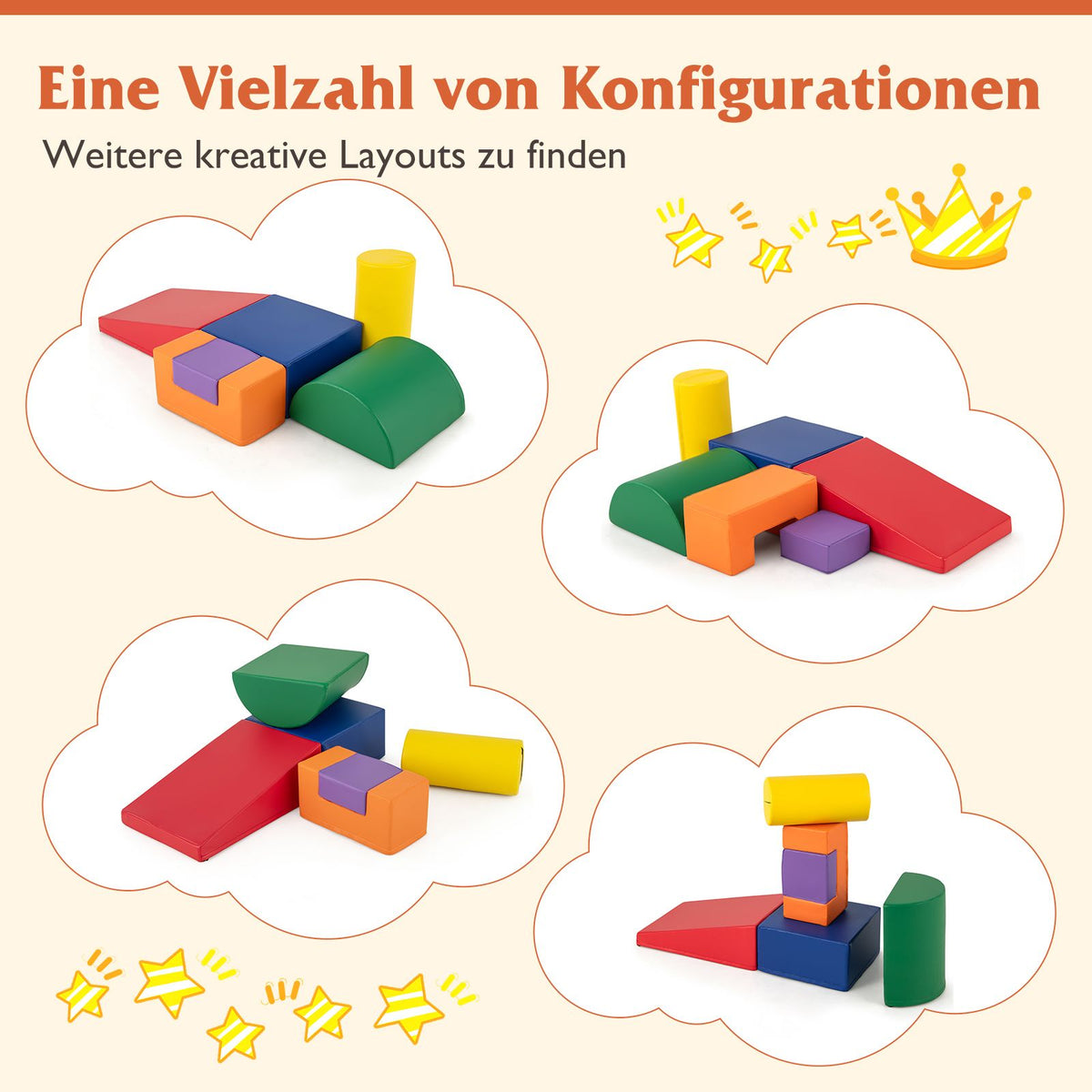 6 STK. Schaumstoffbausteine Riesenbausteine Zum Toben Und Klettern Softbausteine Aus Schaumstoff