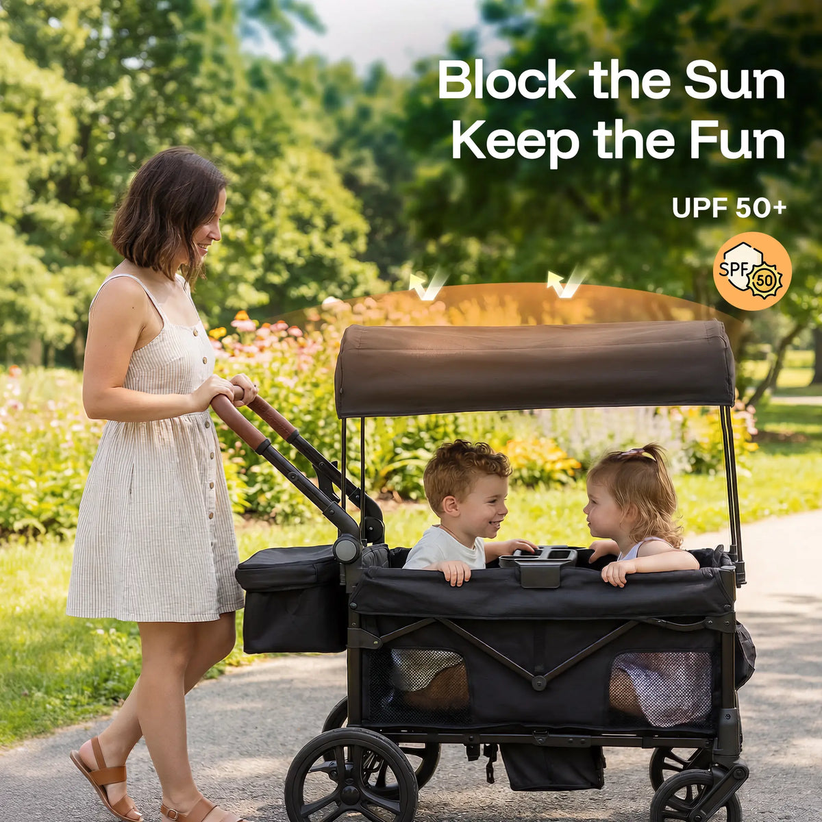 HARPPA Baby Stroller Wagon, Lightweight Folding Adjustable 2-Seat/4-Seat Travel Stroller, Canopy, Push-Pull Handle, EVA Foam All-Terrain Wheel, Large Storage, Outdoor/Camping Use, Lightweight Travel Stroller, Adjustable Stroller