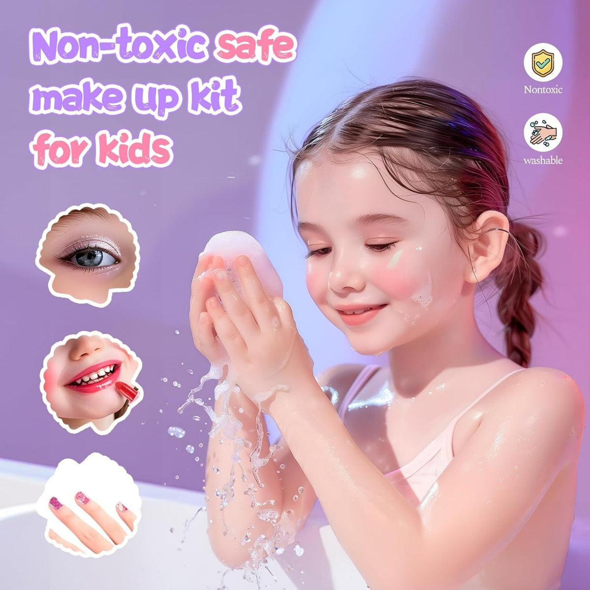 Schminke Kinder Mädchen Spielzeug Ab 3 4 5 6 7 8 9 Jahre, Nagelstudio Kinder Mädchen Geburtstag Geschenk 3-9 Jahre Meerjungfrau Kinderschminke Set 3 4 5 6 7 8 9 Jahre Geschenkideen