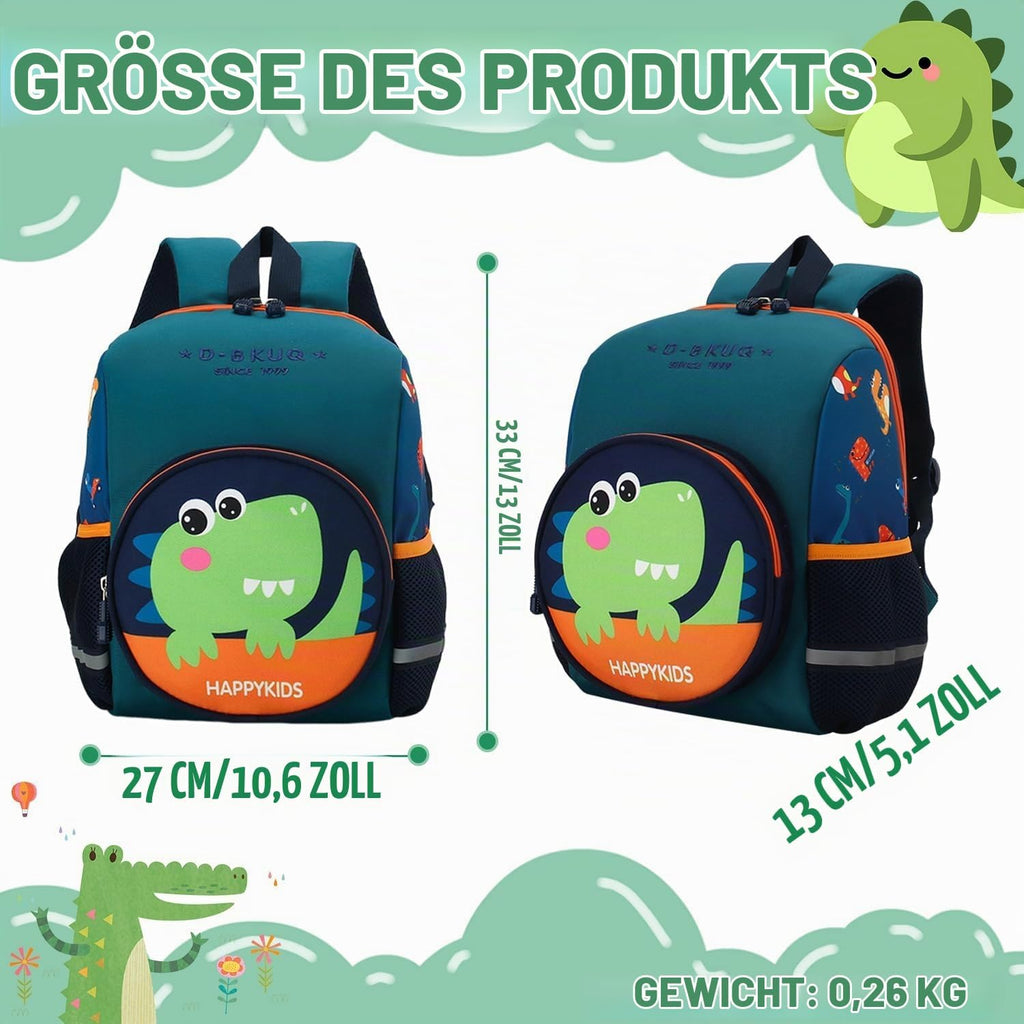 Kindergartenrucksack, Dino Rucksack Kindergarten，Vorschulrucksack, Kinder Rucksack 2-7 Jahre, 33Cm Children'S Backpacks Mit Brustgurt, Ab 3 Jahren Für Schule Kita(Dinosaurier Grün)