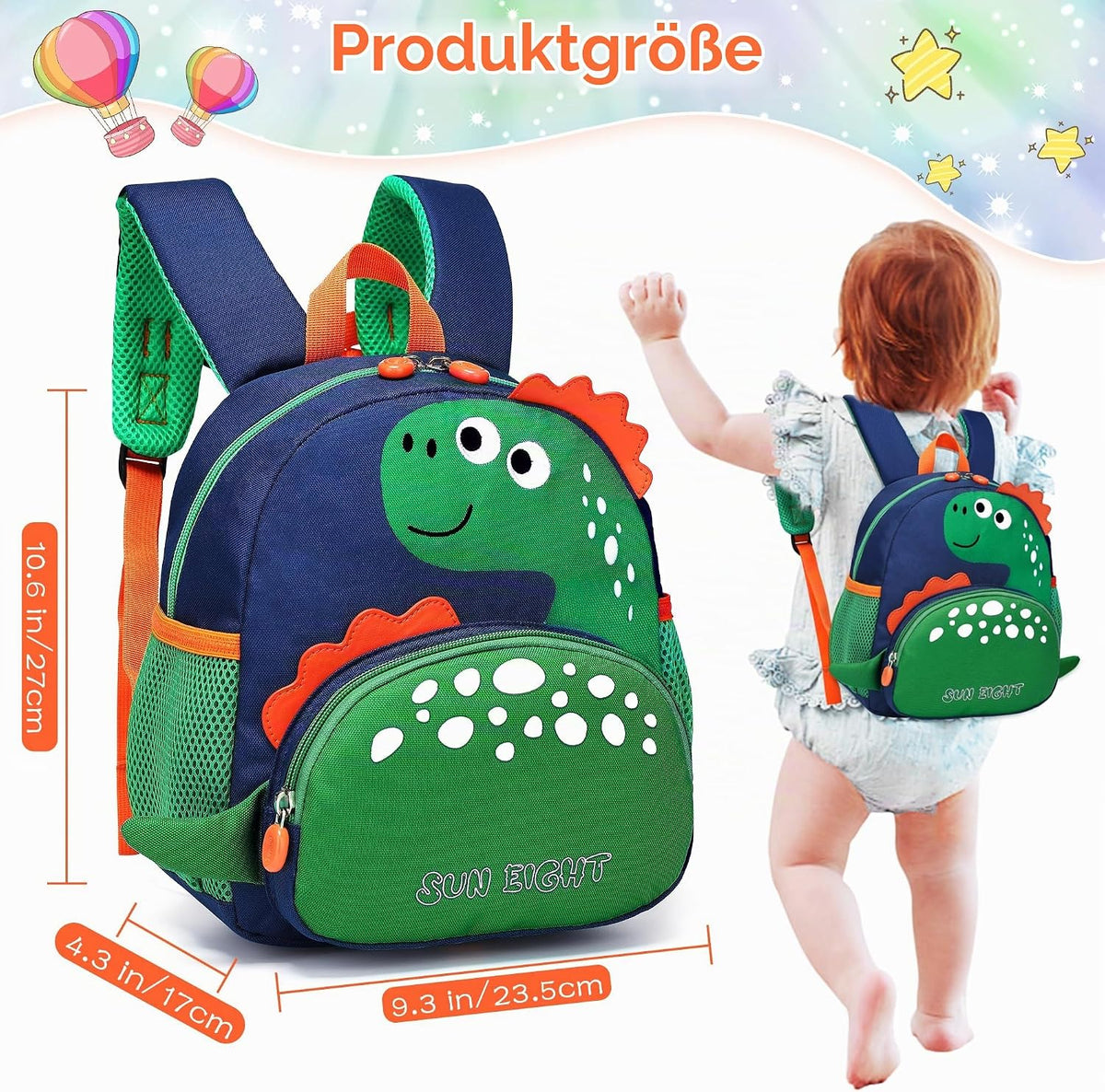 Kinderrucksack Jungen Kleiner Rucksack Kinder Mit Brustgurt, Grün | Leicht Wasserdicht Vorschule Kleinkind, Schulrucksack Dinosaurier, Tagesrucksack, Kindergarten Schultasche Für 1-5 Jahre