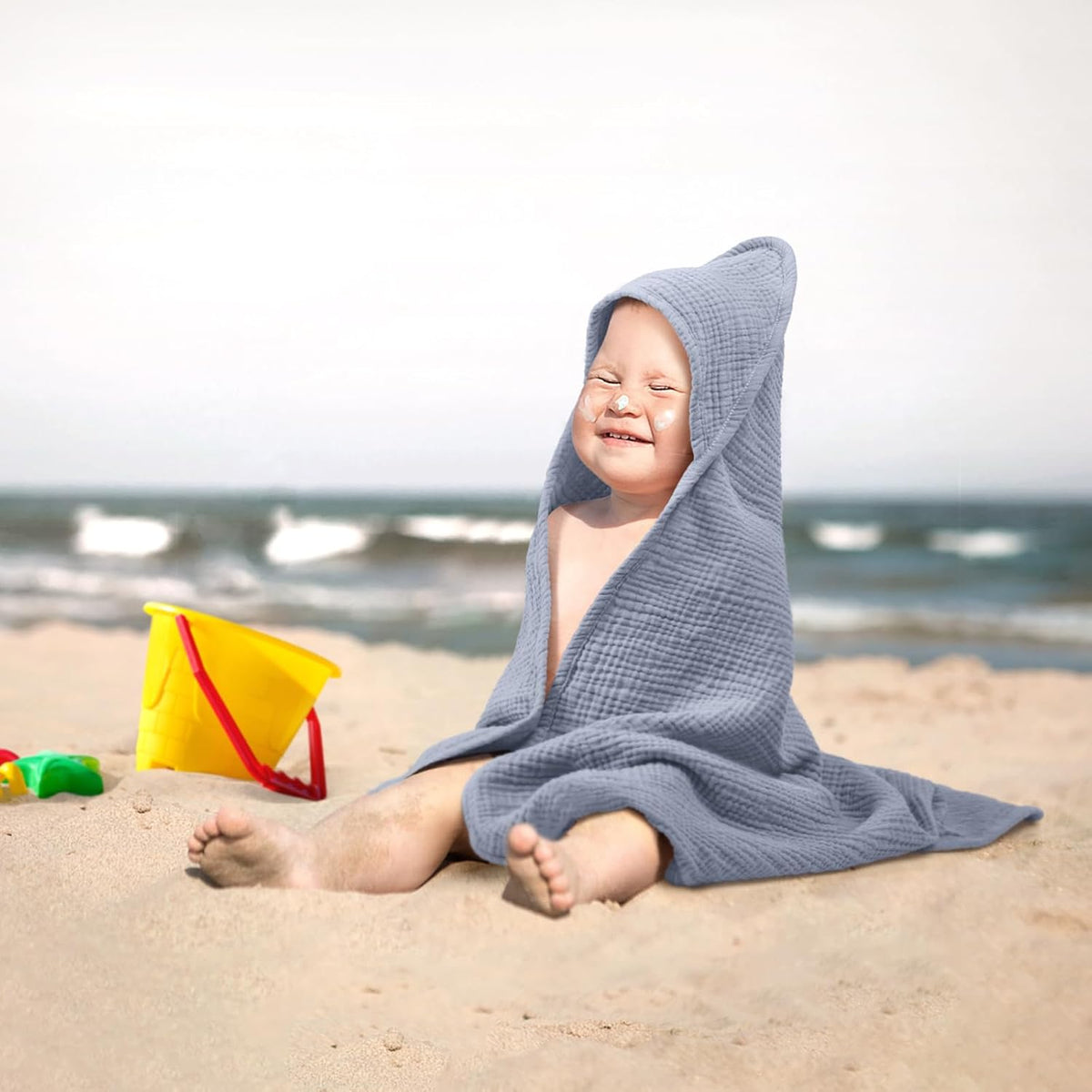 Lulumoon Kapuzenhandtuch Baby Musselin Baumwolle: 76X76Cm Für 0-18 Monate | Oeko-Tex-Zertifiziert - Baby Handtuch Kapuze Weich Und Saugfähig Hält Babys Nach Dem Baden Warm
