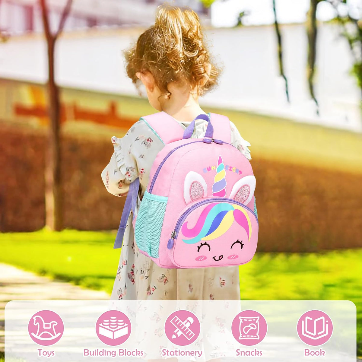 Kinderrucksack Mädchen Kleiner Rucksack Kinder Mit Brustgurt, Rosa | Leicht Wasserdicht Vorschule Kleinkind, Schulrucksack Einhorn, Tagesrucksack, Kindergarten Schultasche Für 1-5 Jahre