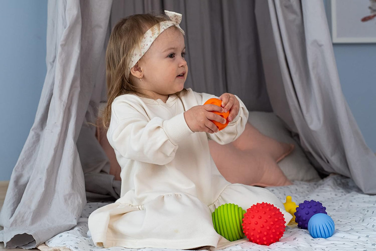 FANCY Baby Sensorik Balls - Babyspielzeug Ab 0 3 6 8 Monate, Greifball Für Babys, Multi Texturierte Motorikspielzeug, Massagebälle, Mehrere Größen Spielzeug, Baby Ball (Taktiliki) (L)