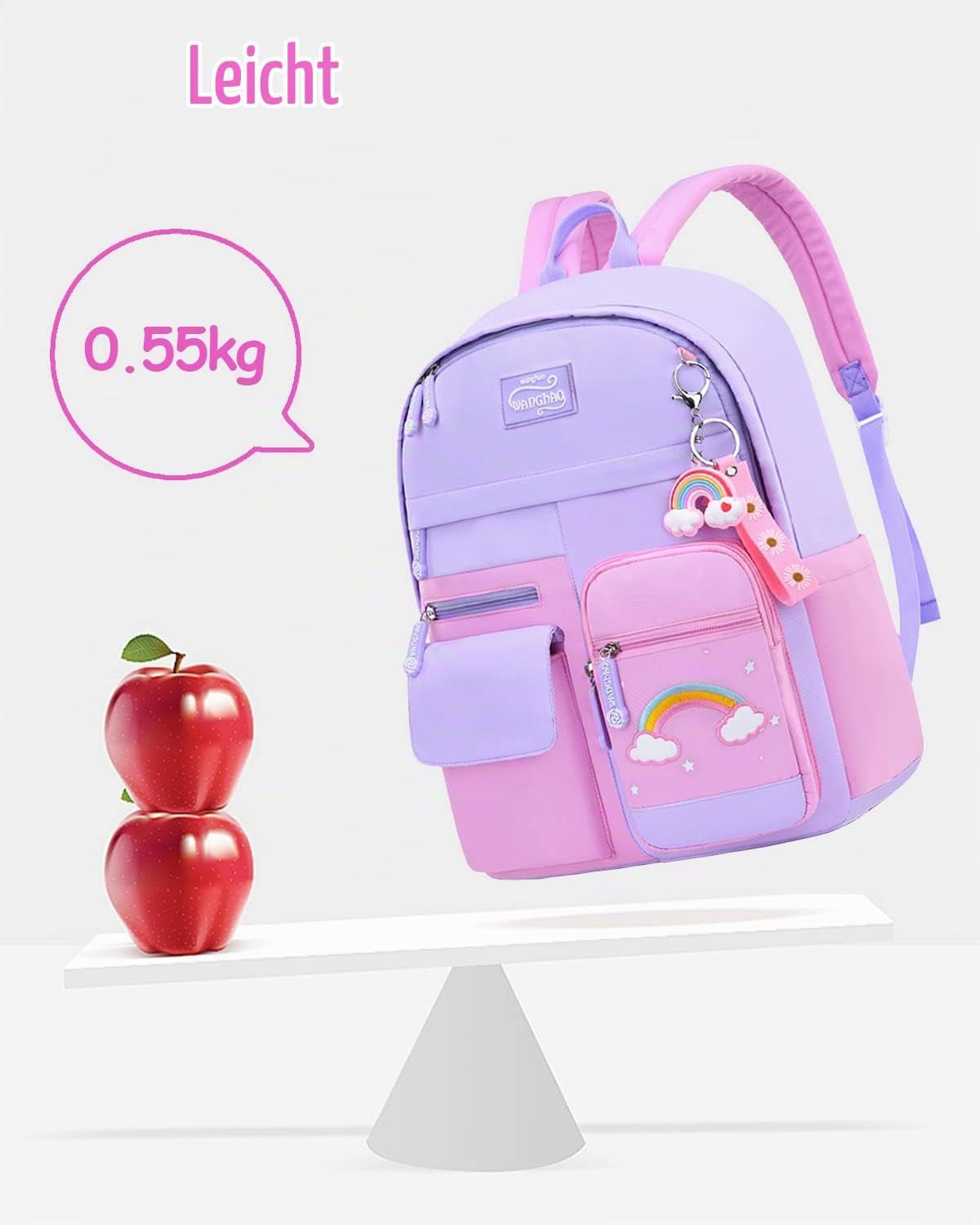 Amythe Kinderrucksack Mädchen,Rucksack Kindergarten,Schulranzen Mädchen 1-3. Klasse, Leichte Und Wasserdichte Nylon Schultasche Für Kinder, 30 X 12 X 41 Cm | Leichte Und Wasserdichte Nylon-Schultasche Für Kinder, Rucksack Für Den Kindergarten, 30 X 12 X 41 Cm