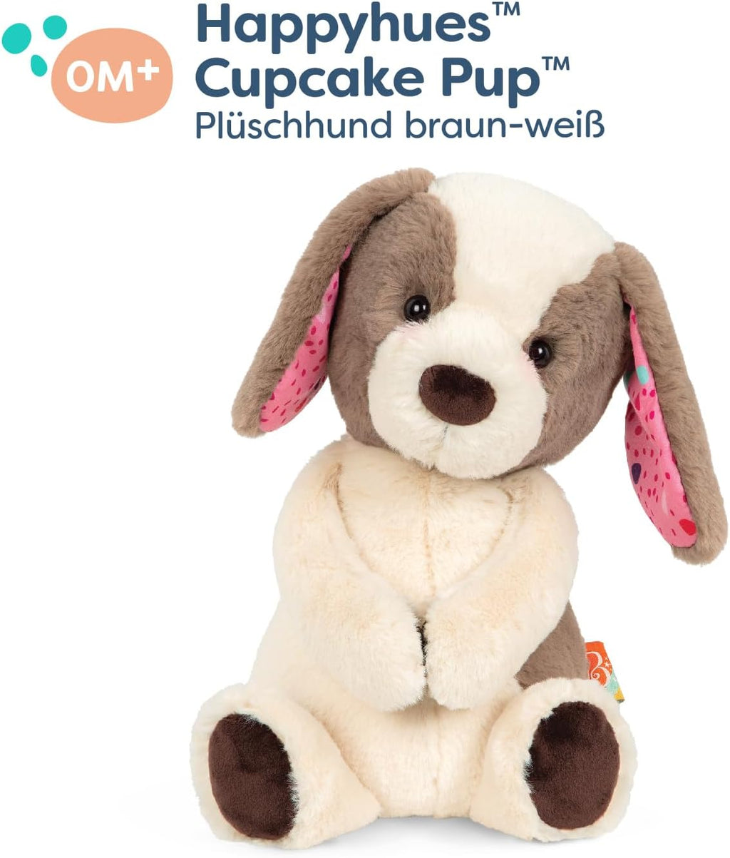 B. Toys Happyhues Cupcake Pup, Waschmaschinenfester Plüschhund | Kuschelweicher Plüschwelpe Mit Cremefarbenem Fell, Kirsch-Pinken Ohren Mit Konfetti-Print Und Schokoladenpfoten, 0+ Monate