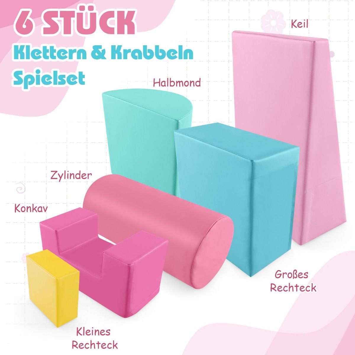 6 STK. Schaumstoffbausteine Riesenbausteine Zum Toben Und Klettern Softbausteine Aus Schaumstoff
