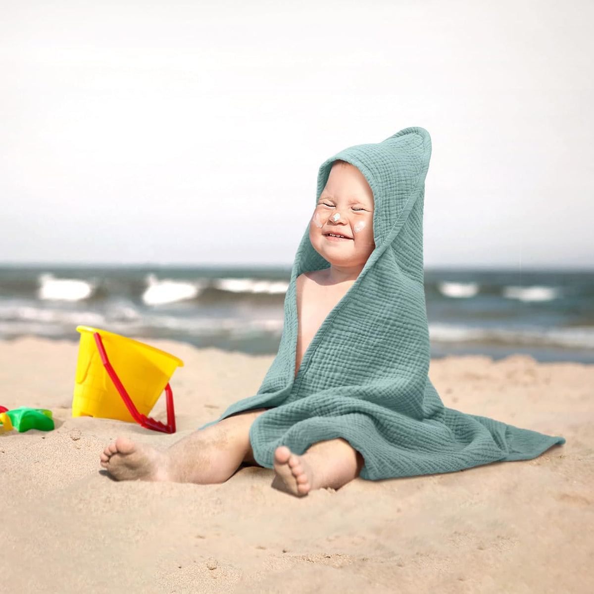 Lulumoon Kapuzenhandtuch Baby Musselin Baumwolle: 76X76Cm Für 0-18 Monate | Oeko-Tex-Zertifiziert - Baby Handtuch Kapuze Weich Und Saugfähig Hält Babys Nach Dem Baden Warm
