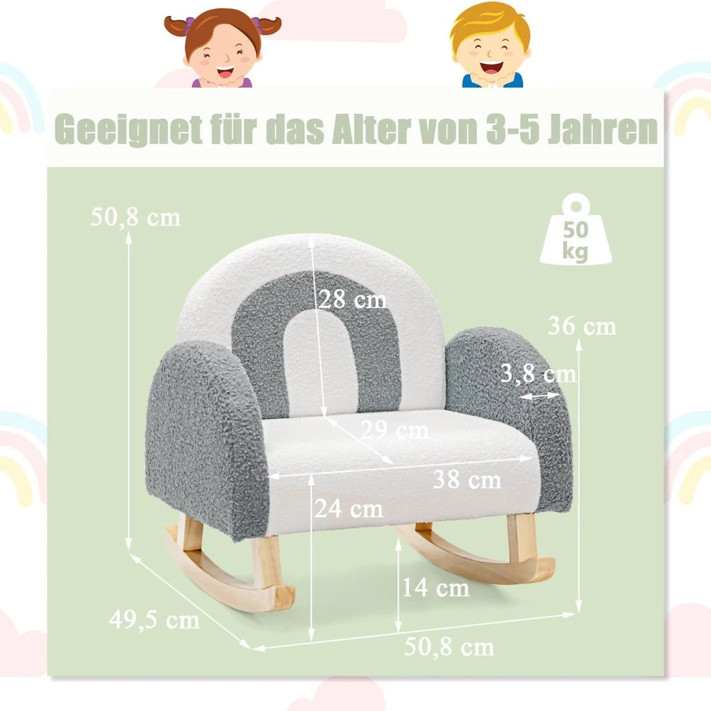 Kinder Gepolsterter Schaukelstuhl Mit Massivholzbeinen Grau
