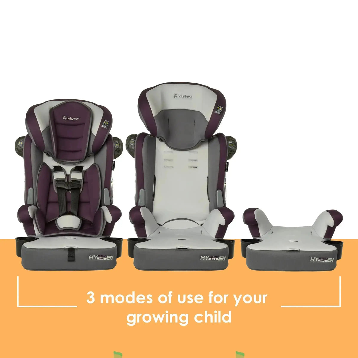 Baby Trend Hybrid SI 3-In-1 Booster Car Seat with Side Impact Protection & Reversible Inserts Forward Facing Cup Holders