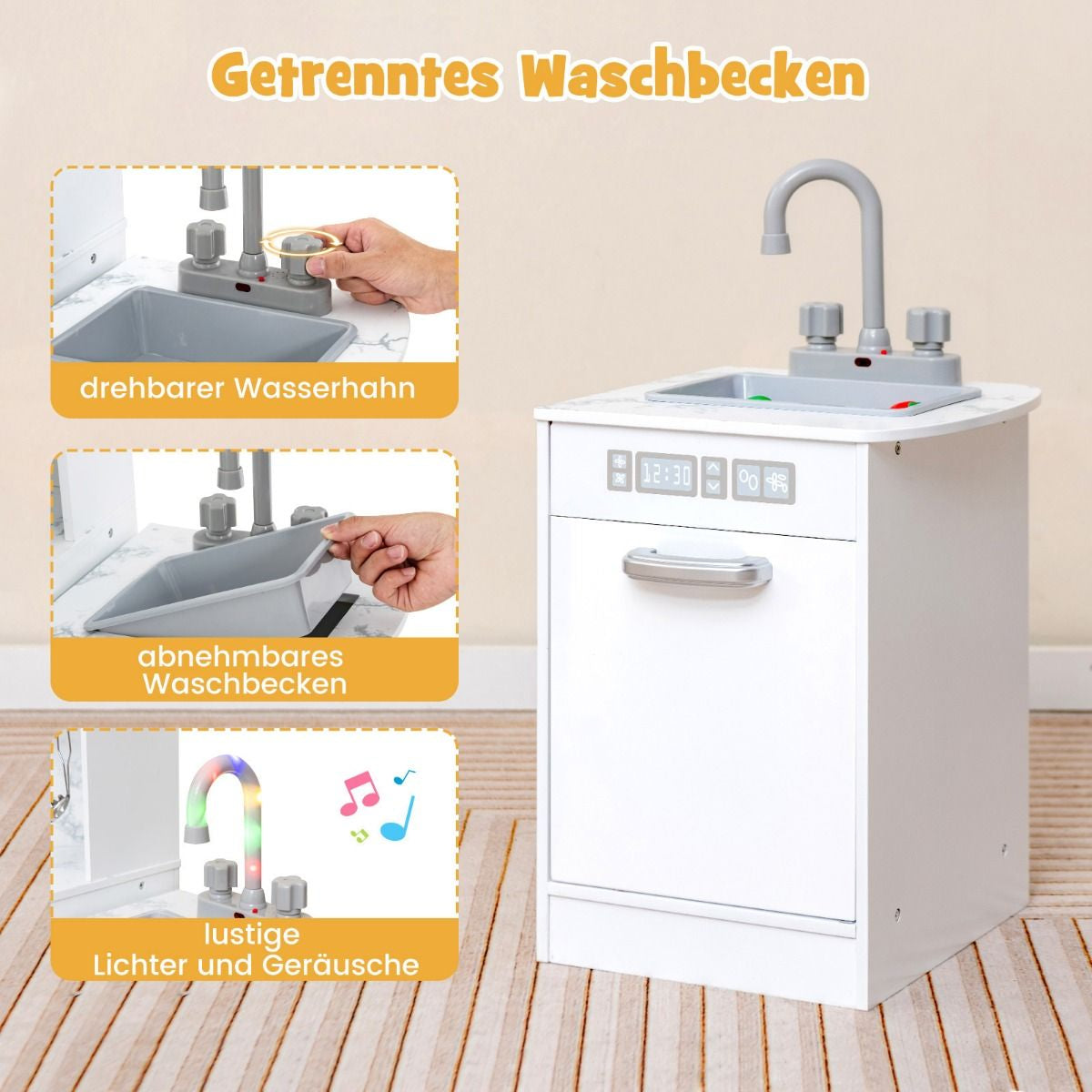 Holz Eck Kinderküche Mit Licht & Sound & Tafel & Zubehör Kinderküche Spielküche Holzküche