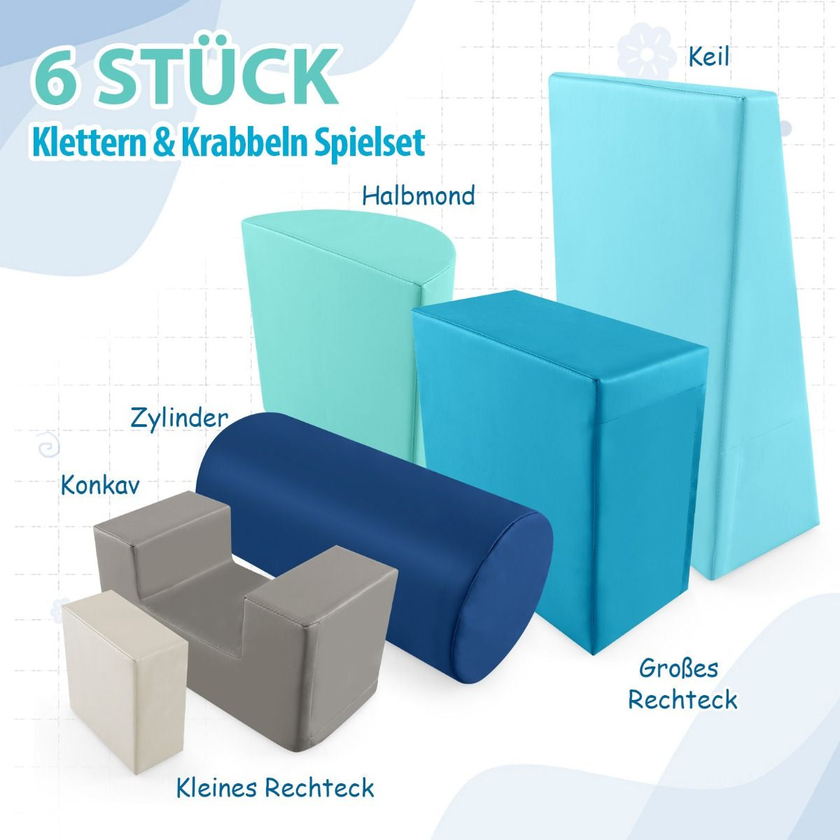 6 STK. Schaumstoffbausteine Riesenbausteine Zum Toben Und Klettern Softbausteine Aus Schaumstoff