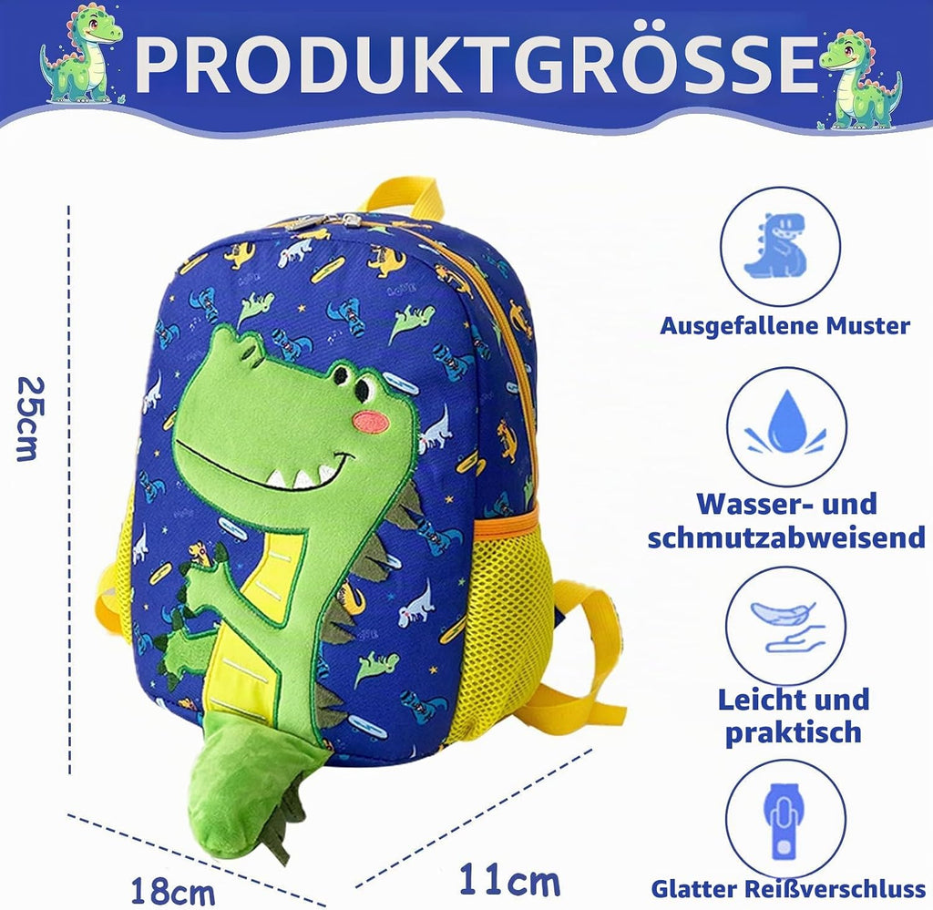 Dino Rucksack Für Kindergarten, Jungen 2-3 Jahre, Mit Brustgurt, Kindergartenrucksack (Blue)