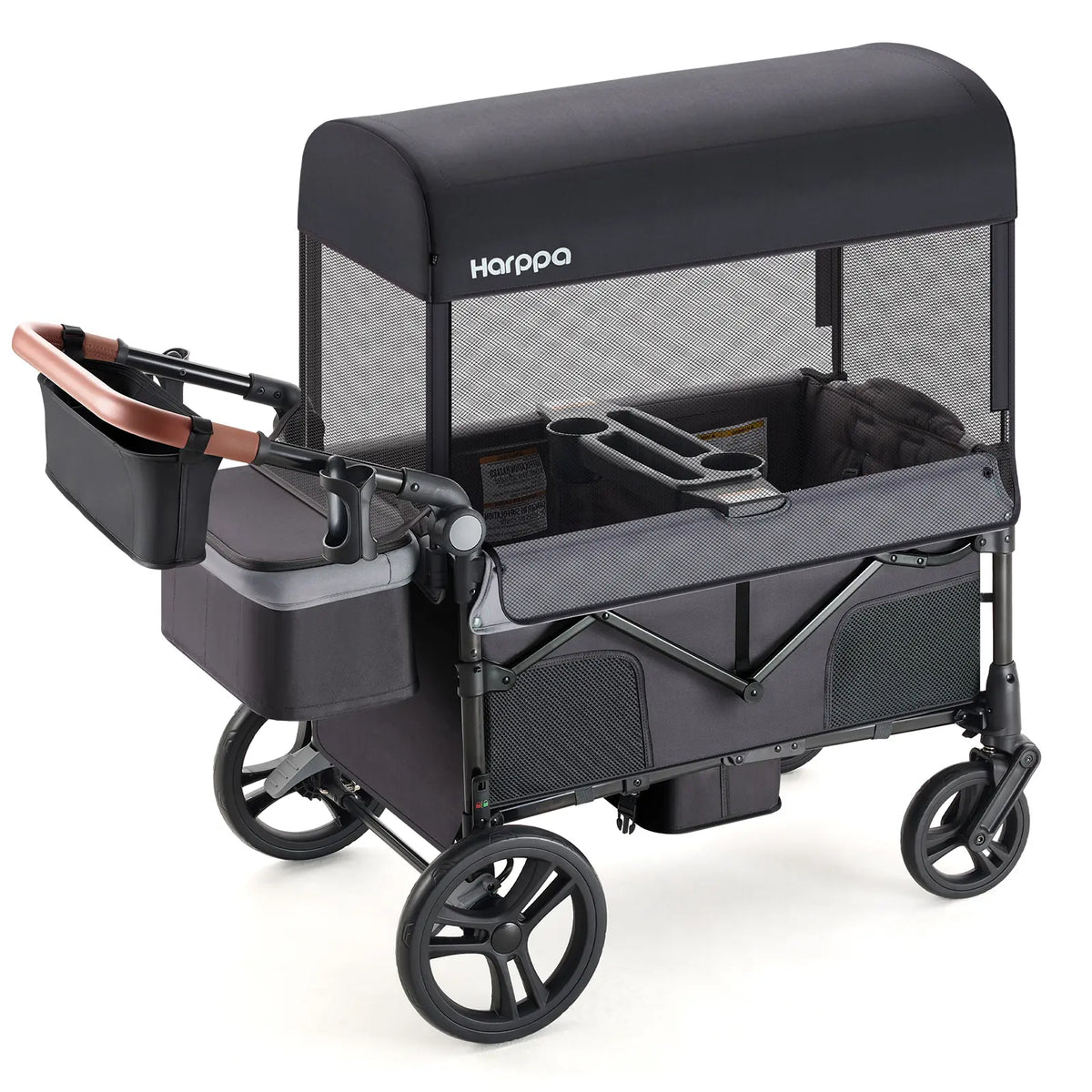 HARPPA Baby Stroller Wagon, Lightweight Folding Adjustable 2-Seat/4-Seat Travel Stroller, Canopy, Push-Pull Handle, EVA Foam All-Terrain Wheel, Large Storage, Outdoor/Camping Use, Lightweight Travel Stroller, Adjustable Stroller