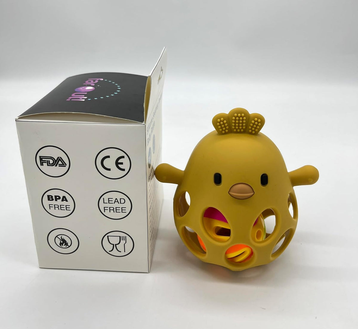 Farout Montessori Beißring & Rassel Für Babys - Sensorik Spielzeug Ab 0 Monate, Zahnungshilfe & Greifball - Geschenk Für Jungen & Mädchen
