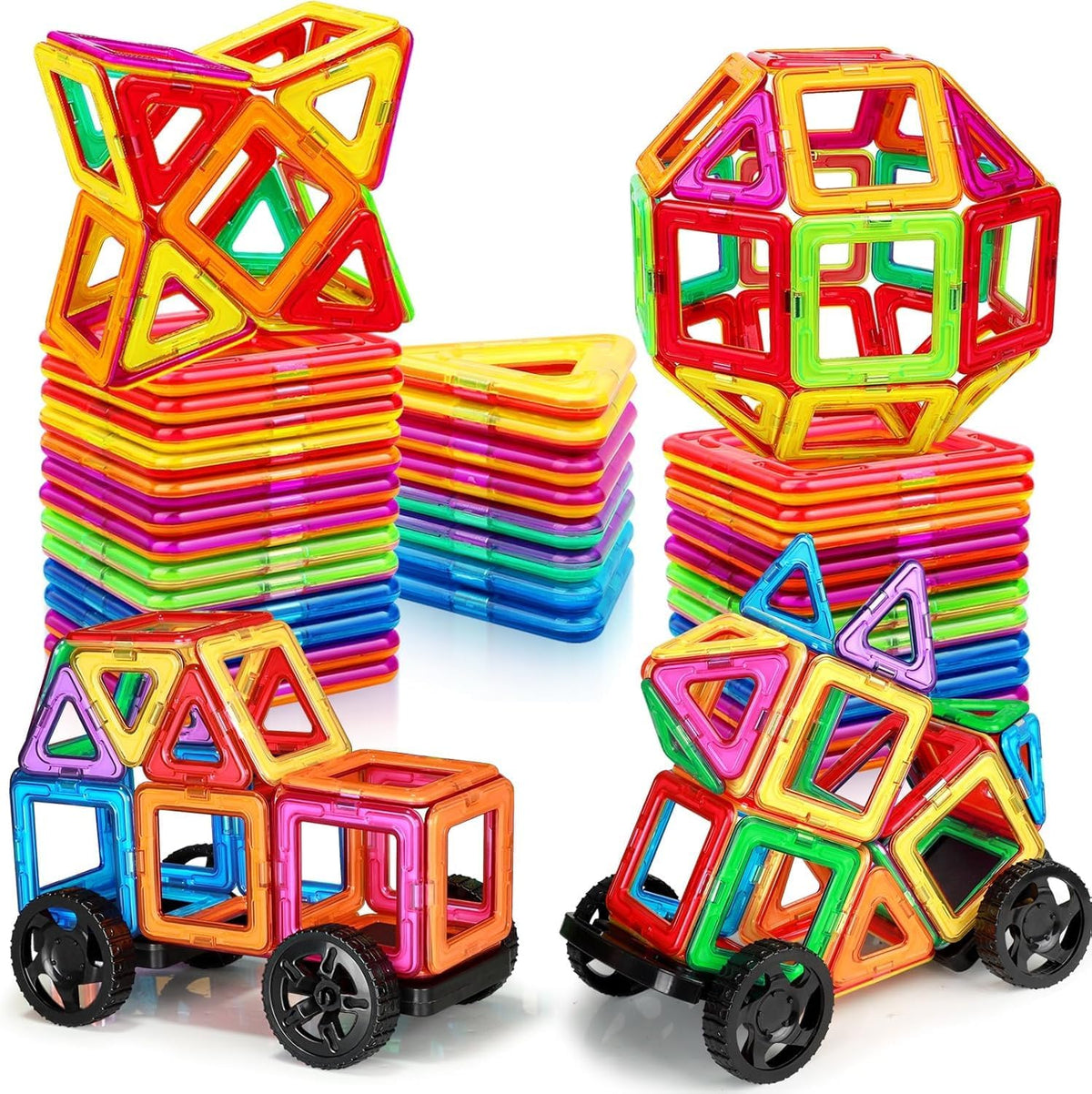 Magnetische Bausteine 48PC Kinder Magnetbausteine Spielzeug Ab 3+ | Magnetspiel Lernspiele Kinderspielzeug Für Kinder Alter Von 3 4 5 6 Jahre Mädchen Junge,Weihnachten Geburtstagsgeschenke