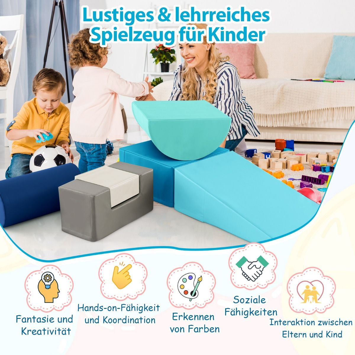 6 STK. Schaumstoffbausteine Riesenbausteine Zum Toben Und Klettern Softbausteine Aus Schaumstoff