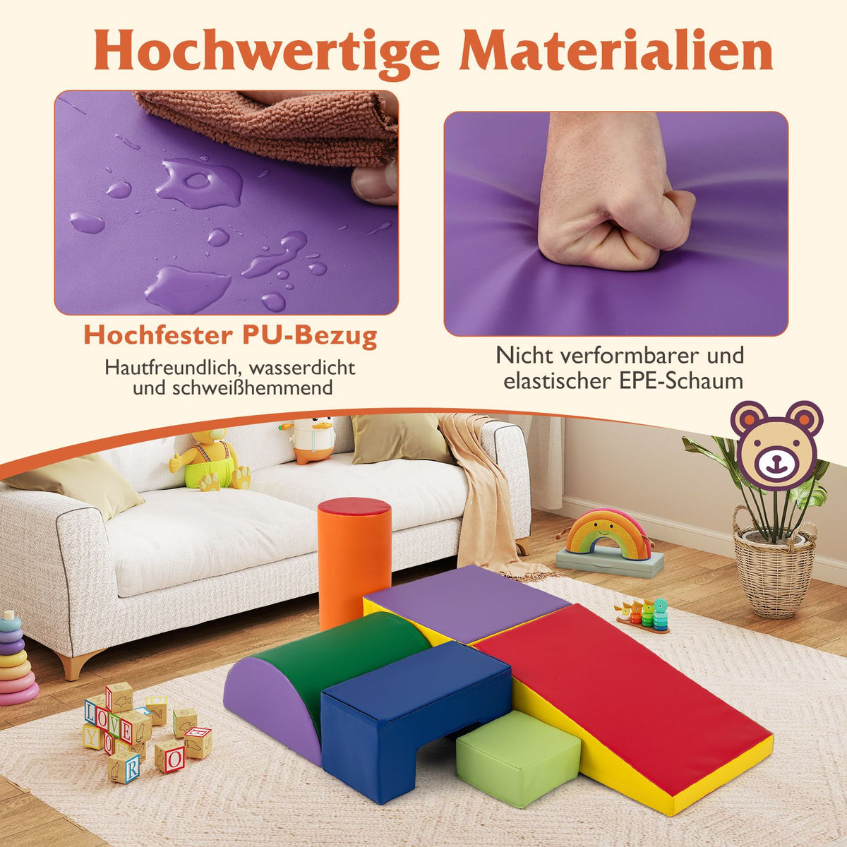 6 STK. Schaumstoffbausteine Riesenbausteine Zum Toben Und Klettern Softbausteine Aus Schaumstoff