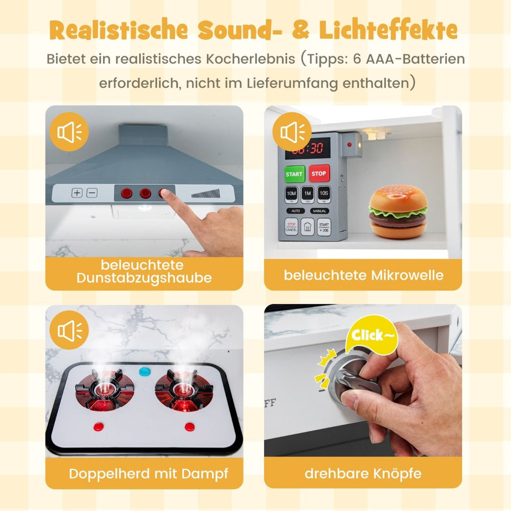 Holz Eck Kinderküche Mit Licht & Sound & Tafel & Zubehör Kinderküche Spielküche Holzküche