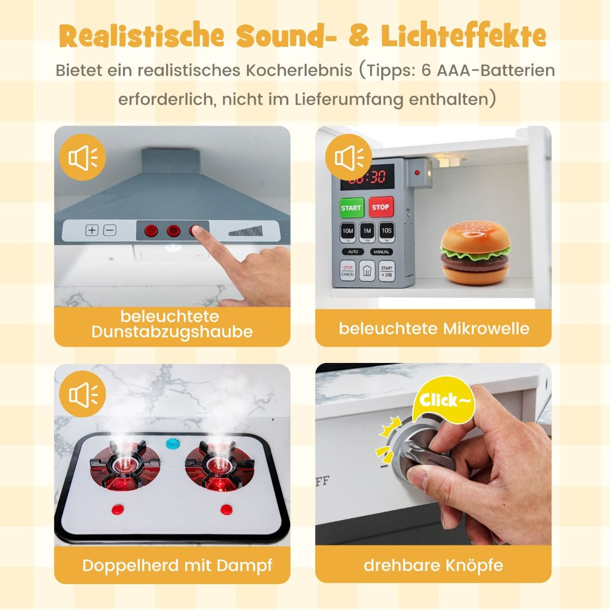 Holz Eck Kinderküche Mit Licht & Sound & Tafel & Zubehör Kinderküche Spielküche Holzküche