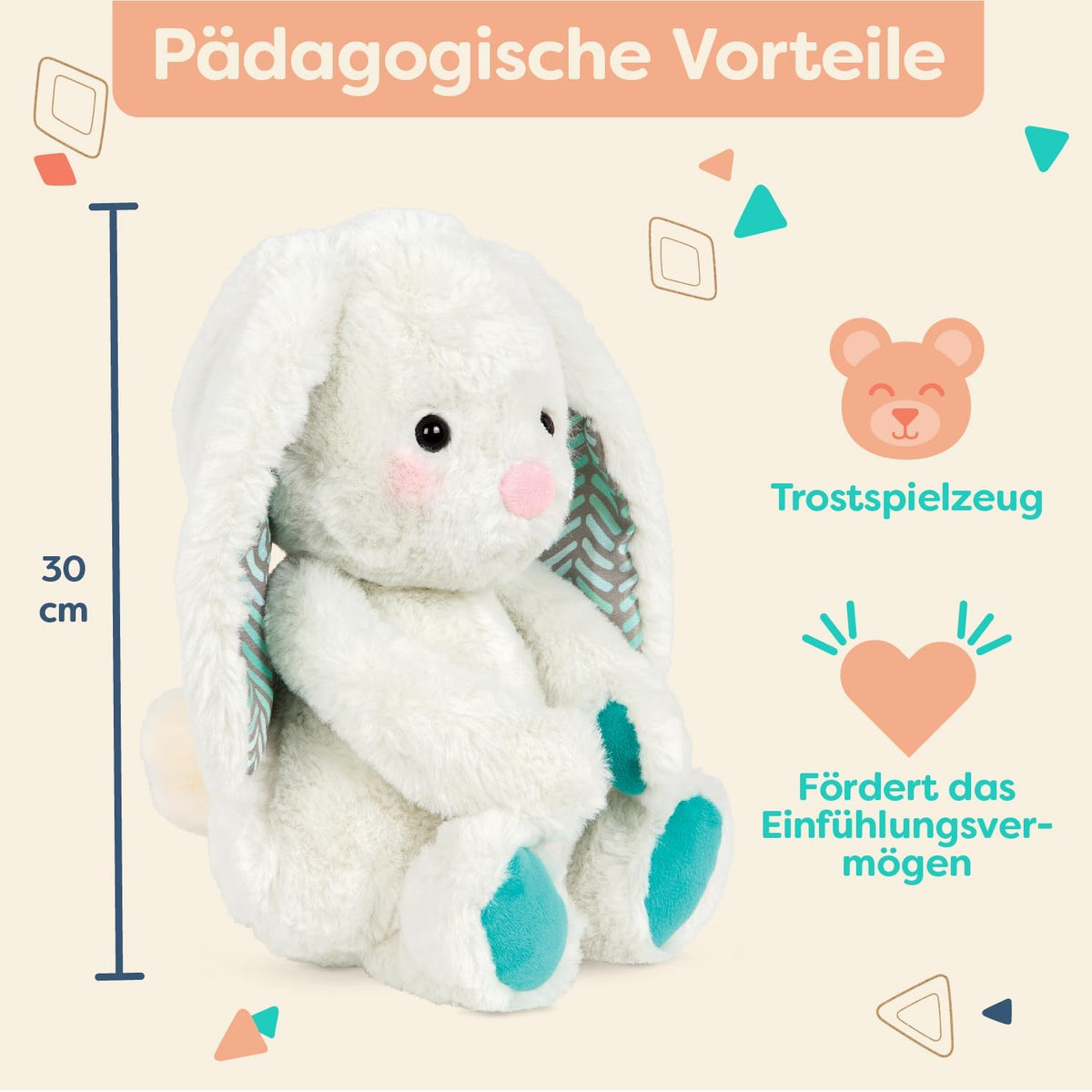B. Toys Happyhues Peppy-Mint Bunny, Plüschhase, Waschmaschinenfest | Weiches Stofftier-Kaninchen Mit Eis-Mintfarbenem Fell, Chevronartigen Ohren Und Jadefarbenen Pfoten, 0+ Monate