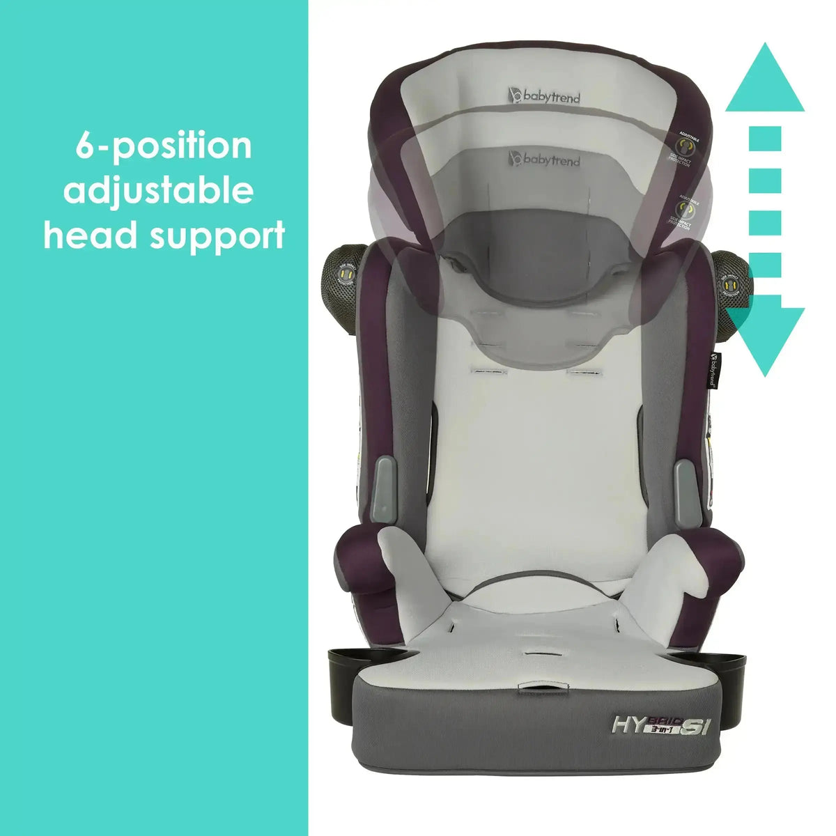 Baby Trend Hybrid SI 3-In-1 Booster Car Seat with Side Impact Protection & Reversible Inserts Forward Facing Cup Holders