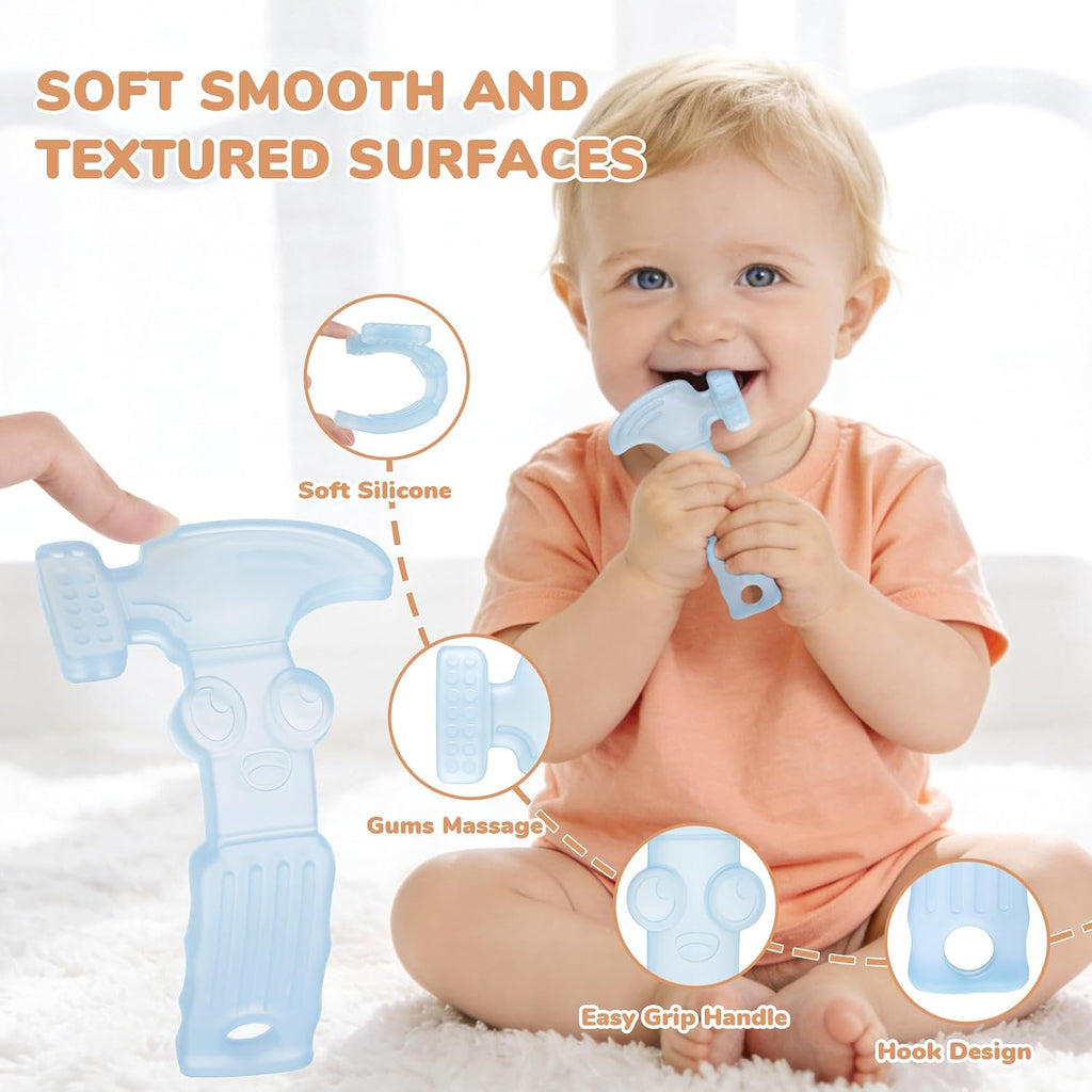 TYRY.HU Beißringe Baby Durchsichtiges Spielzeug Werkzeug Aus Lebensmittelechtem Silikon,Zur Beruhigung Des Zahnfleischs,Leicht Zu Greifen,Bpa-Frei Geschenk Für Babys 0 3 6 12 Monate 4Er