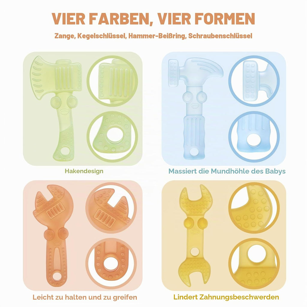 TYRY.HU Beißringe Baby Durchsichtiges Spielzeug Werkzeug Aus Lebensmittelechtem Silikon,Zur Beruhigung Des Zahnfleischs,Leicht Zu Greifen,Bpa-Frei Geschenk Für Babys 0 3 6 12 Monate 4Er
