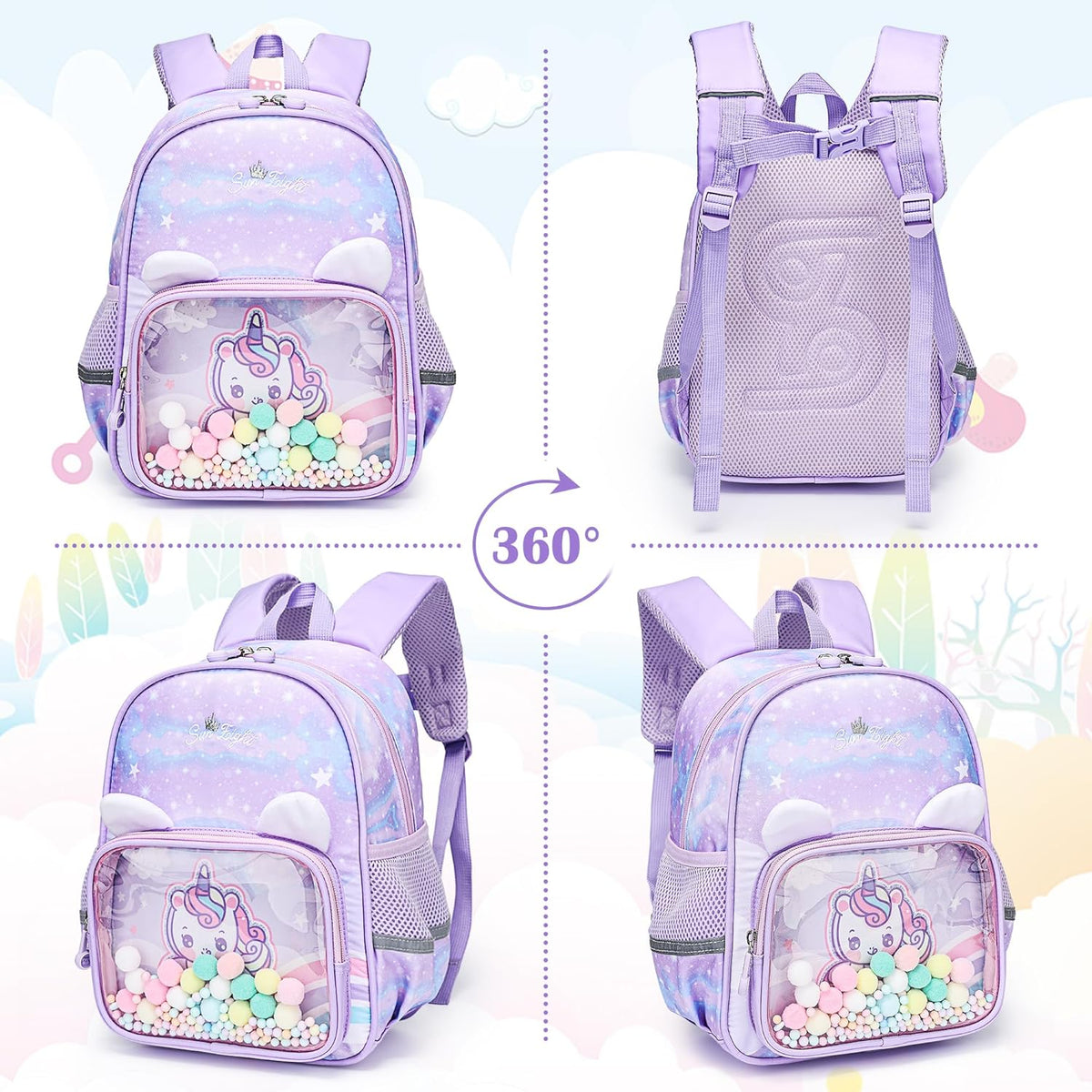 Kinderrucksack Kinder Mädchen Klein Kindergartenrucksack, Lila | Rucksack, Vorschule Kleinkind, Schulrucksack Mit Brustgurt, Einhorn Kindergarten Schultasche Schule Tasche Für 2-6 Jahre