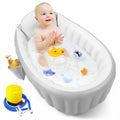 Pandaear Baby Badewanne Aufblasbar (98X64X28Cm) - Faltbare Reisebadewanne Für Babys 0-36 Monate, Rutschfest & Ergonomisch, Inkl. Fußpumpe & Seitentasche, Bpa-Frei, Modernes Grau