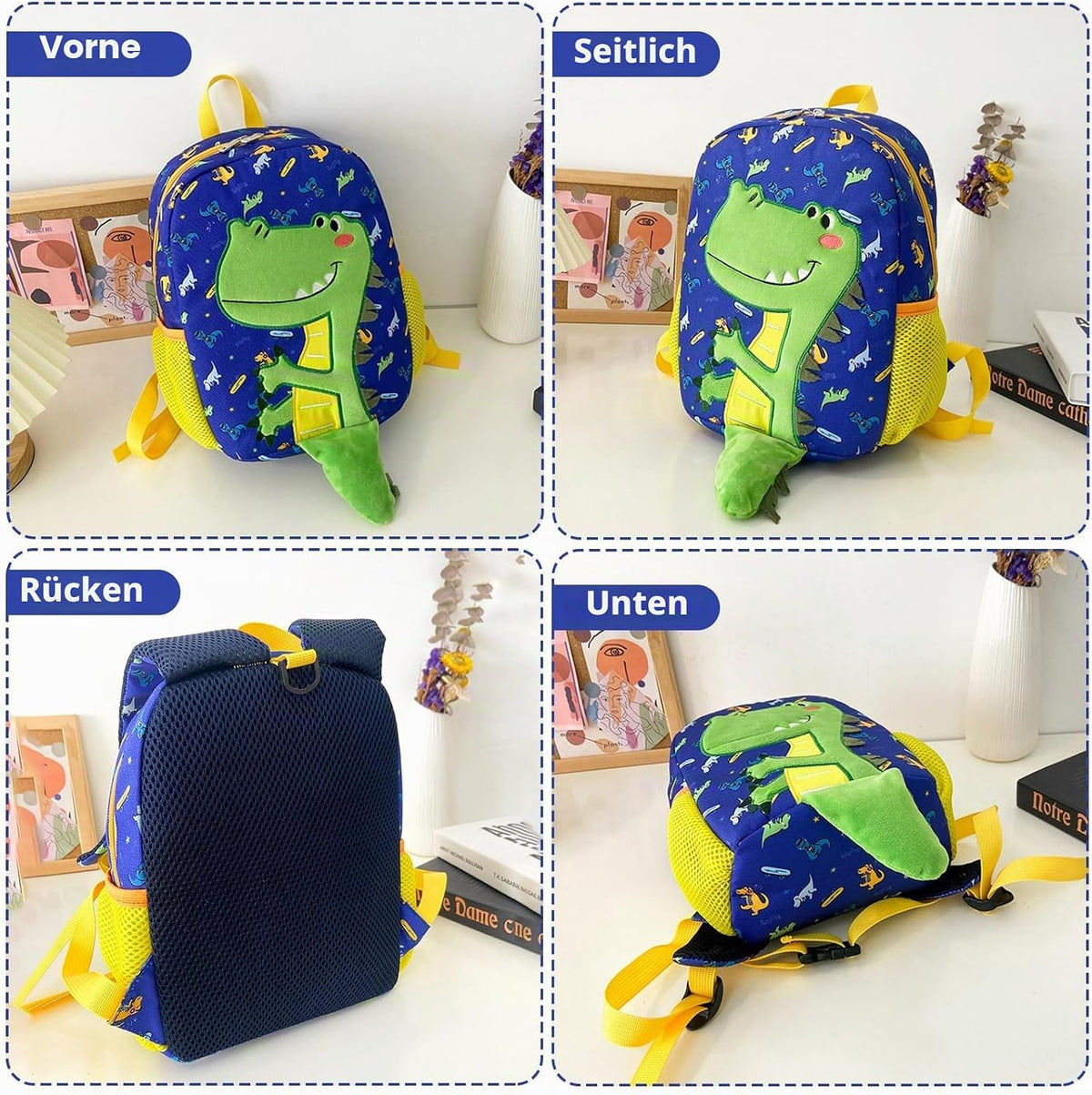 Dino Rucksack Für Kindergarten, Jungen 2-3 Jahre, Mit Brustgurt, Kindergartenrucksack (Blue)