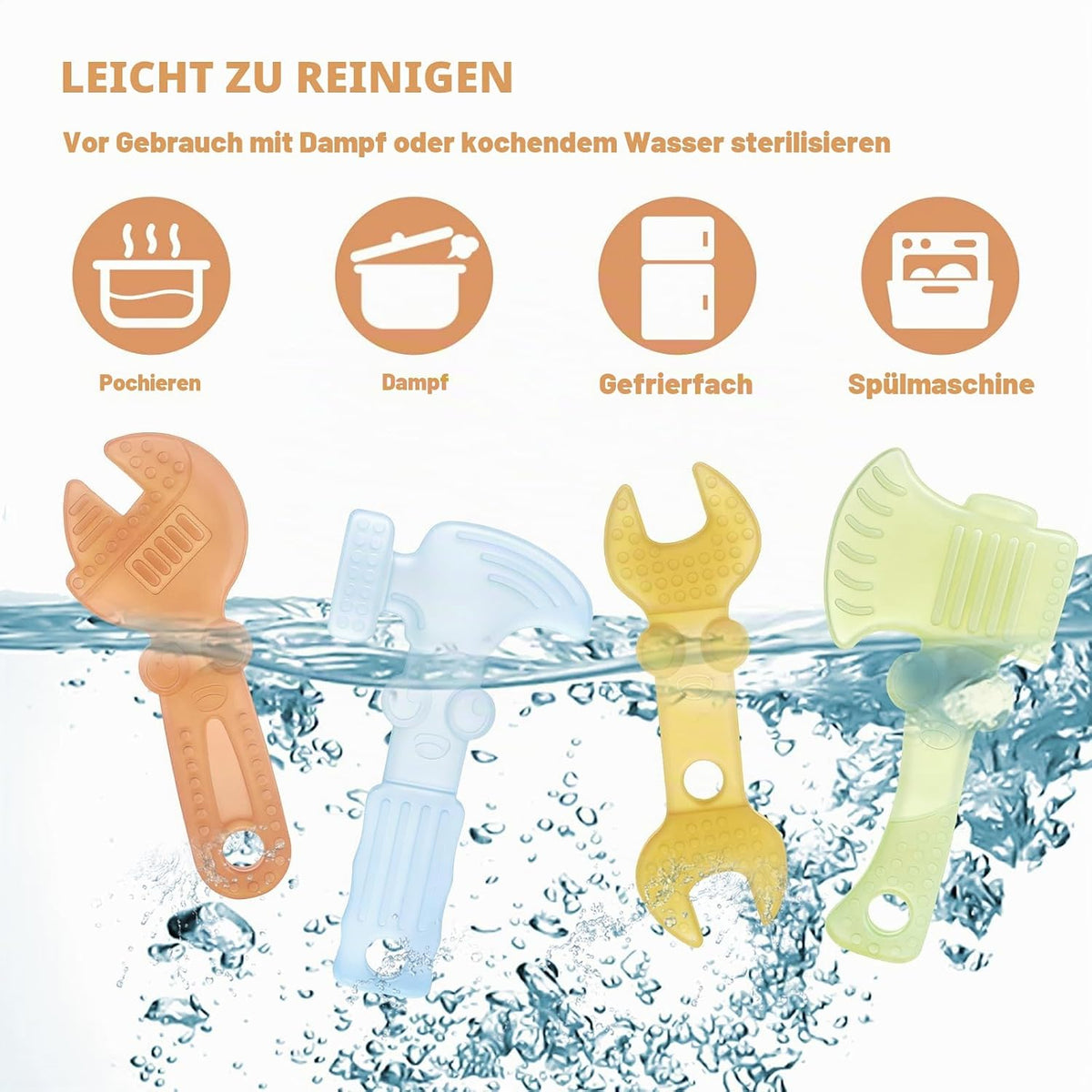 TYRY.HU Beißringe Baby Durchsichtiges Spielzeug Werkzeug Aus Lebensmittelechtem Silikon,Zur Beruhigung Des Zahnfleischs,Leicht Zu Greifen,Bpa-Frei Geschenk Für Babys 0 3 6 12 Monate 4Er