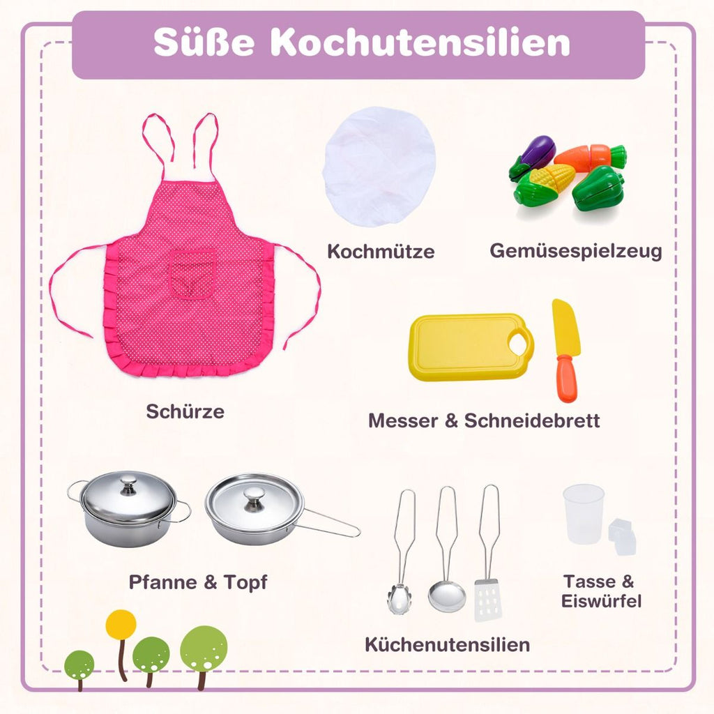 Holz Eck Kinderküche Mit Licht & Sound & Tafel & Zubehör Kinderküche Spielküche Holzküche