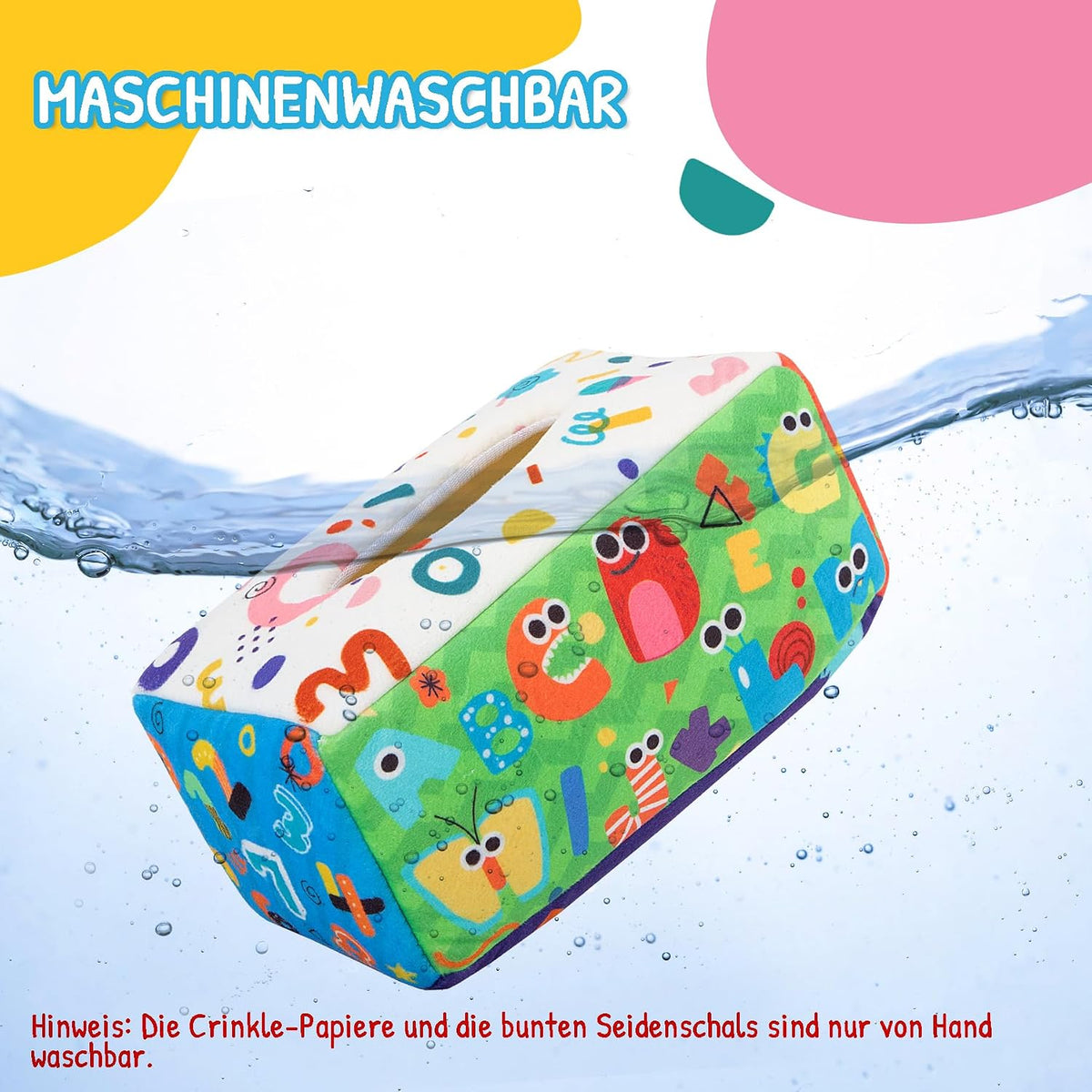 URMYWO Baby Spielzeug 6 Monate,Tissue Box Spielzeug - Montessori - Sensorik, Kontrast Babyspielzeug 0 6 12 Monate, Junge Mädchen Kinder Frühes Lernspielzeug Baby Geschenk
