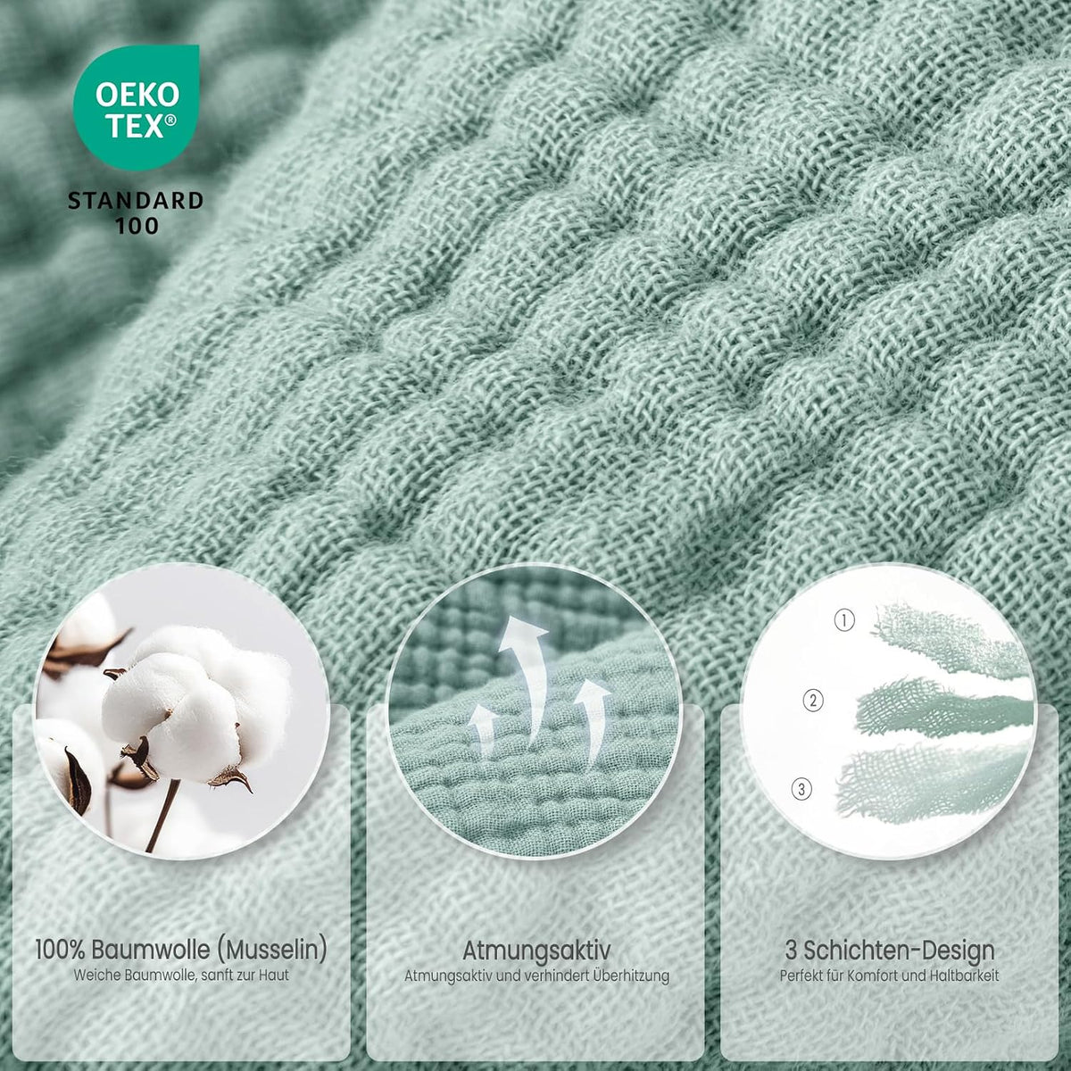 Lulumoon Kapuzenhandtuch Baby Musselin Baumwolle: 76X76Cm Für 0-18 Monate | Oeko-Tex-Zertifiziert - Baby Handtuch Kapuze Weich Und Saugfähig Hält Babys Nach Dem Baden Warm