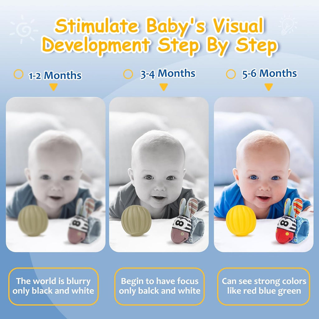 Joyreal Baby Spielzeug 0-6 Monate, 10-Teiliges Set Für Neugeborene Sensorikspielzeug, Baby Raupe Musikspielzeug, Rasseln, Bänder, Tummy Time Toys, Geschenk Von 3, 6, 9 Monaten