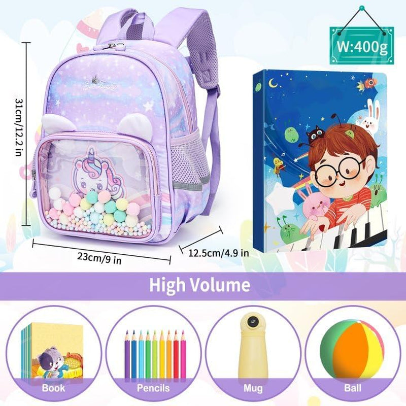 Kinderrucksack Kinder Mädchen Klein Kindergartenrucksack, Lila | Rucksack, Vorschule Kleinkind, Schulrucksack Mit Brustgurt, Einhorn Kindergarten Schultasche Schule Tasche Für 2-6 Jahre