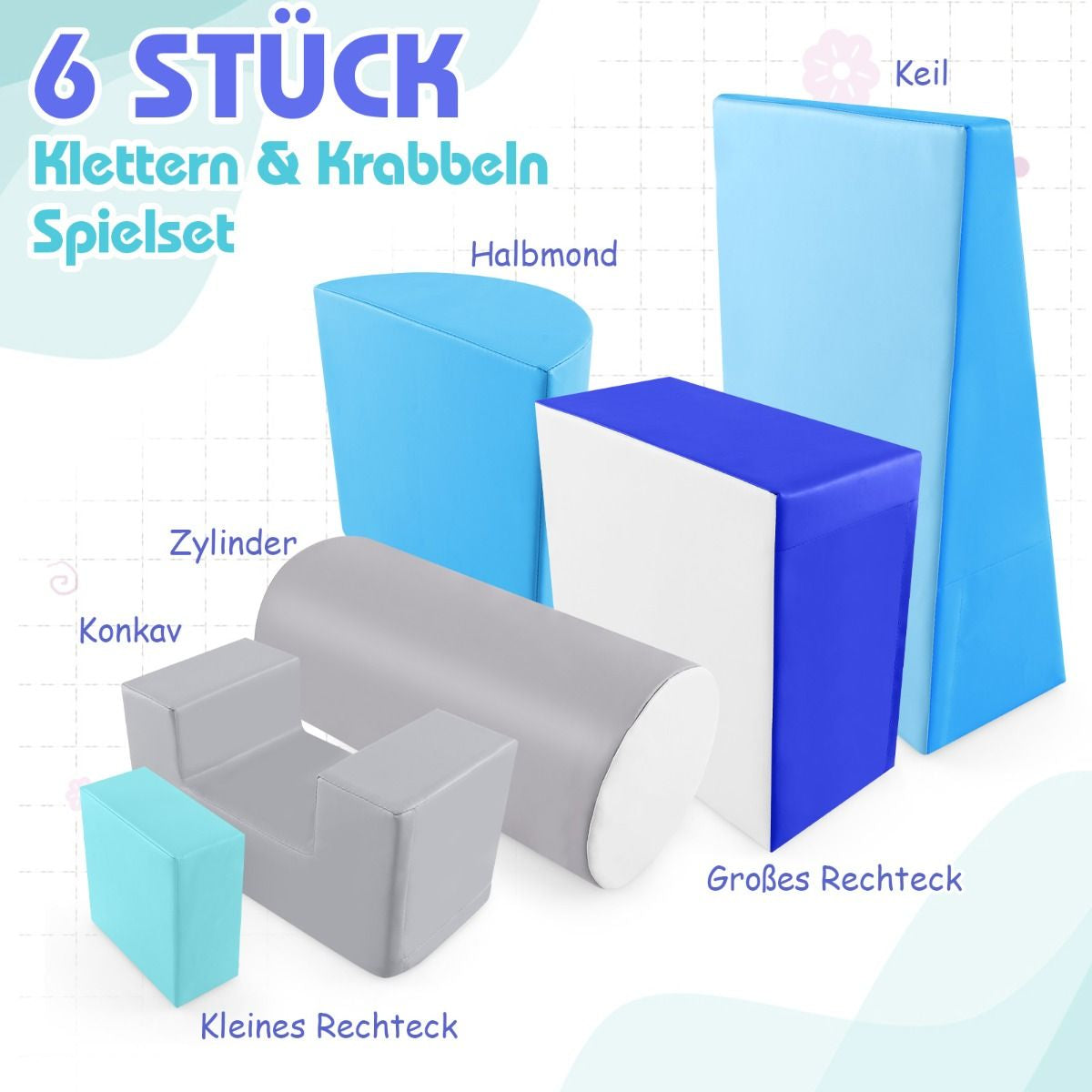 6 STK. Schaumstoffbausteine Riesenbausteine Zum Toben Und Klettern Softbausteine Aus Schaumstoff