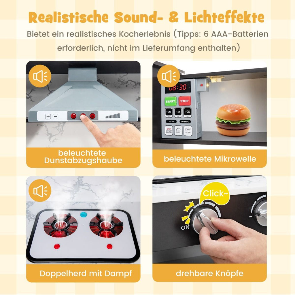 Holz Eck Kinderküche Mit Licht & Sound & Tafel & Zubehör Kinderküche Spielküche Holzküche